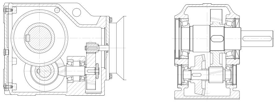 K series helical bevel gearbox reduction gear reducer structure drawing