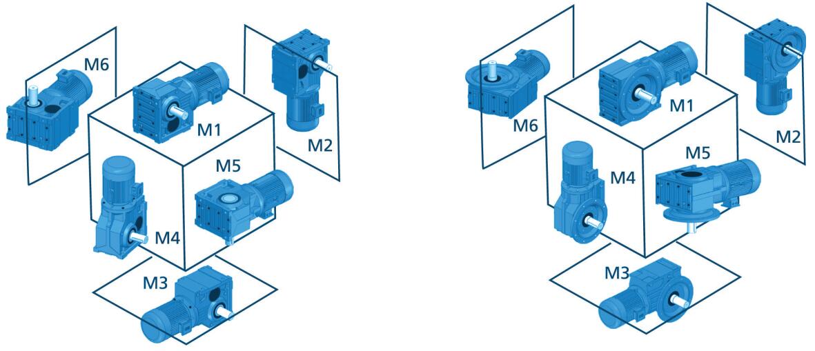 K series helical bevel gearmotor reduction gear reducer mounting position
