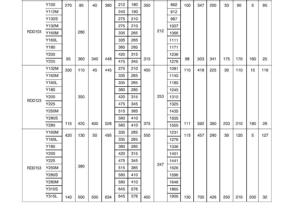 MRD Drive RDD93-RDD153 gearbox drawing